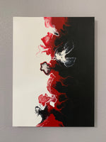 Red, Black and White Color Split Acrylic Canvas Painting