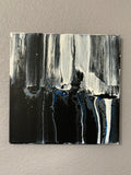 Black, White and Metallic Blue Acrylic Canvas Painting