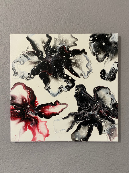 Black, White and Red Acrylic Canvas Painting