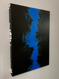 Black and Metallic Blue Acrylic Canvas Painting