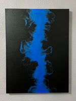 Black and Metallic Blue Acrylic Canvas Painting